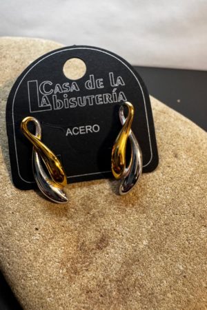 Aretes Bicolor en Acero Inoxidable