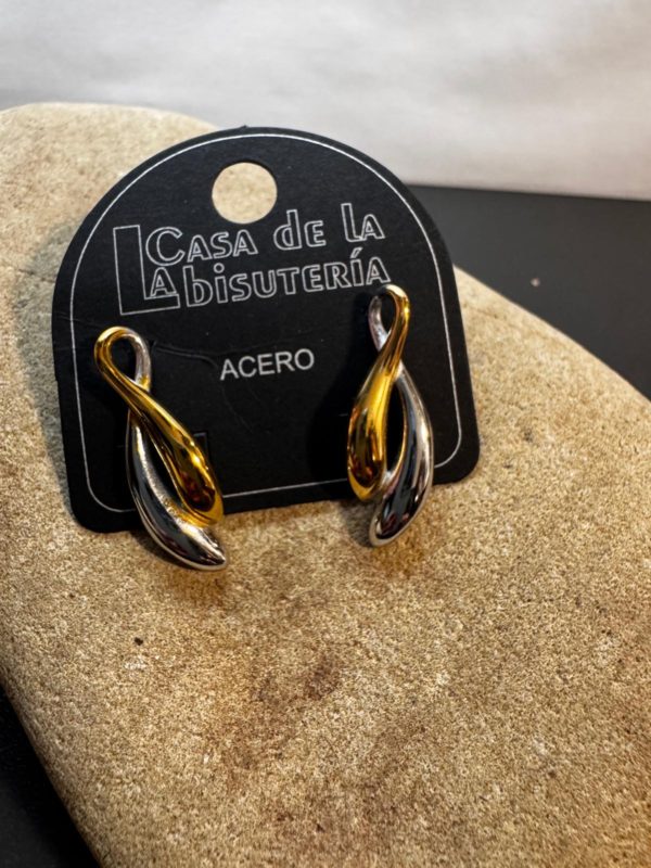 Aretes Bicolor en Acero Inoxidable